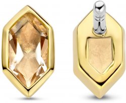 Silver and Gold Plated Peach Cubic Zirconia Stud Earings 7944NU