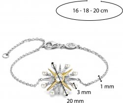 Silver and Gold Plated Cubic Zirconia and Pearl Star Bracelet 23026YP
