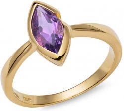 Unique Silver and Gold Plated Marquise Amethyst Ring