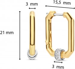 Gold Plated Rectangle Hoops with Cubic Zirconia 7919ZY