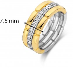 TI SENTO Gold Cubic Zirconia Three Band Ring 12270ZY