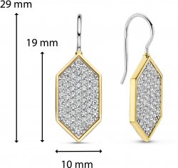 Silver and Gold Plated Cubic Zirconia Pave Set Hexagon Earings 7942ZY