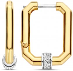 Gold Plated Rectangle Hoops with Cubic Zirconia 7919ZY