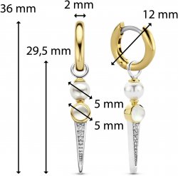 Silver and Gold Plated Cubic Zirconia and Pearl Drop Earings 7933YP