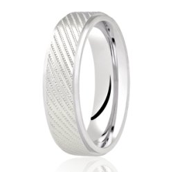 Amber Platinum Light Flat Court Diamond Cut Wedding Ring