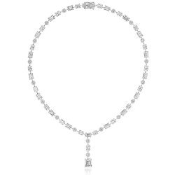 Emerald Cut-oval-round Halos With Claw Set Knife Wire Neckle LNG0008