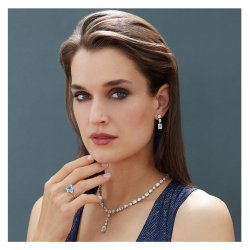 Emerald Cut-oval-round Halos With Claw Set Knife Wire Neckle LNG0008