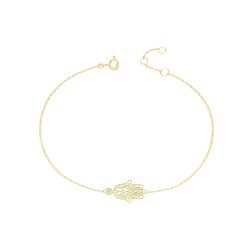 9ct Gold Filigree Hamsa Chain Bracelet 