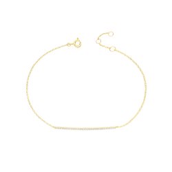 9ct Gold Cz Bar Chain Bracelet 
