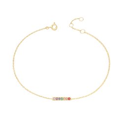 9ct Gold Rainbow Bar Chain Bracelet 