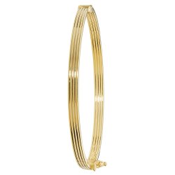 9ct Gold Lined Design Hinged Bangle 