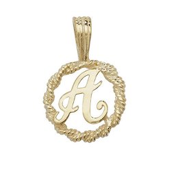 9ct Gold Initial Round Pendant 