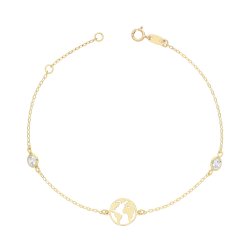9ct Gold World Bracelet With Cz 