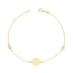 9ct Gold Round Id Bracelet With Cz 