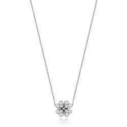 Diamond Clover Necklace In 18ct White Gold 