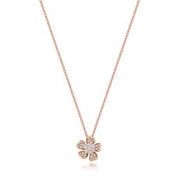 Diamond Flower Necklace In 18ct Rose Gold 