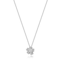 Diamond Flower Necklace In 18ct White Gold 