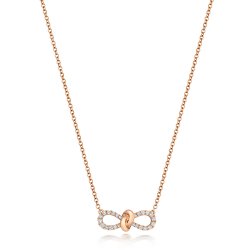 Diamond Bow Necklace In 18ct Rose Gold 