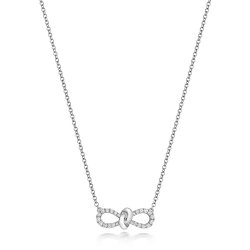 Diamond Bow Necklace In 18ct White Gold 