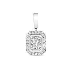 Diamond Octagon Cluster Pendant In 9ct Gold 