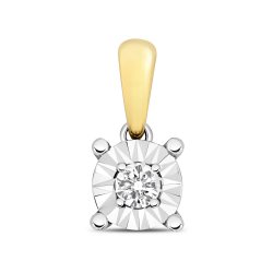 Diamond Illusion Round Pendant In 9ct Gold 
