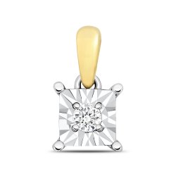 Diamond Illusion Square Pendant In 9ct Gold 