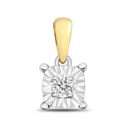 Diamond Illusion Cushion Pendant In 9ct Gold 