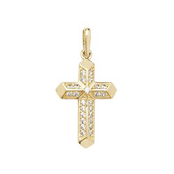 9ct Gold Cz Cross Pendant 