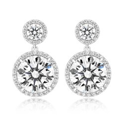 Double Rounds Halo Style Short Drop Earrings LEG0031
