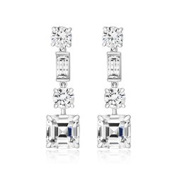 Round-baguette-asscher Cut Jointed Drop Earrings LEG0039