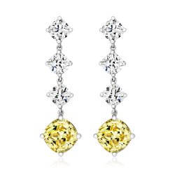 White And Yellow Cushion Claw Set Drop Earrings LEG0040Y