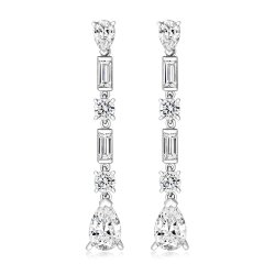 Pear Shape-round-baguette Long Drop Earrings LEG0042