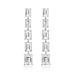 Emerald Cut Claw Set Jointed Long Drop Earrings LEG0047