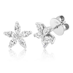 Marquise Cut Flower Style Stud Earrings LEG0061