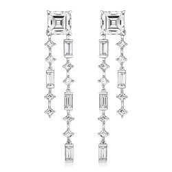 Asscher Cut With Square And Baguette Double Strand Drop Earrings LEG0053