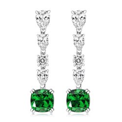 Pear Shape-rounds-green Cushion Claw Set Drop Earrings LEG0064E