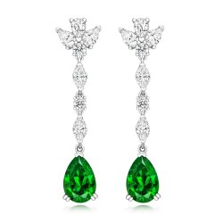 Triple Pear Top With Green Pear Bottom Claw Set Drop Earring LEG0065E