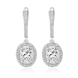 Oval Halo Style Drop Earrings LEG0071