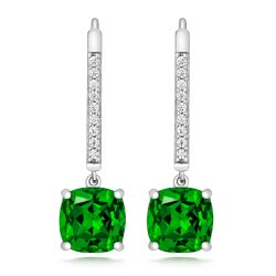 Green Cushion Cut Drop Earrings LEG0075E