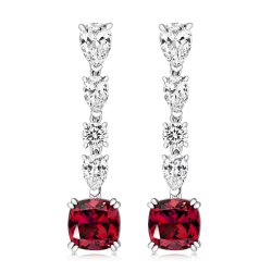 Pear Shape-rounds-red Cushion Claw Set Drop Earrings LEG0064R