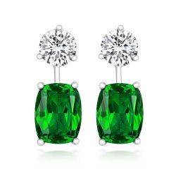 Double Round And Green Cushion Knife Wire Drop Earrings LEG0066E