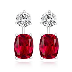 Double Round And Red Cushion Knife Wire Drop Earrings LEG0066R