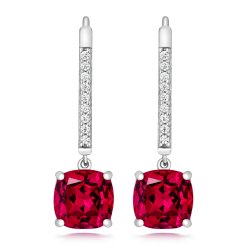Red Cushion Cut Drop Earrings LEG0075R