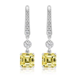 Yellow Asscher Cut Drop Earrings LEG0076Y