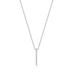 Diamond Bar Necklace In 9ct White Gold 