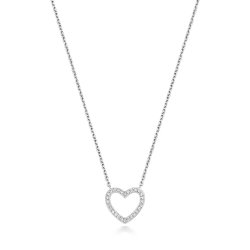 Diamond Heart Necklace In 18ct White Gold 