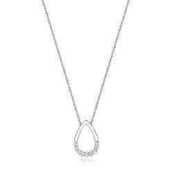 Diamon Pear Necklace In 18ct White Gold 