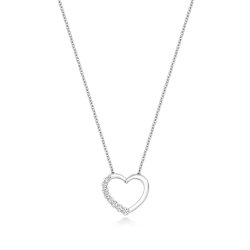 Diamond Heart Necklace In 18ct White Gold 