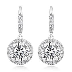 Round Centre Halo Style Short Drop Earrings LEG0030