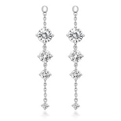 Chain & Tapered Stone Set Hanging Drop Earrings LEG0048